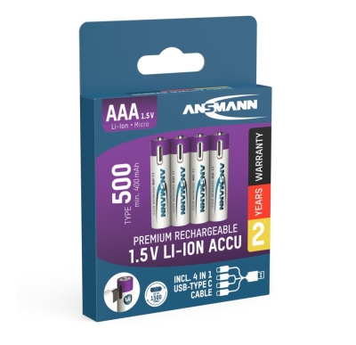 АКУМУЛАТОРНА R03/ААА 500MAH TYPE-C ANSMANN