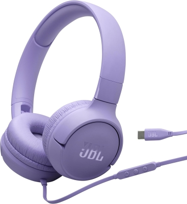 Жични on-ear слушалки JBL Tune T500, JBL Pure Bass, Лилави