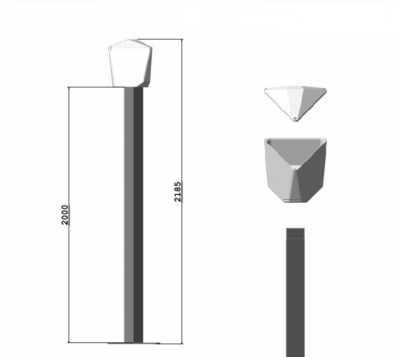 Комплект пилон и PVC глава за монтаж на до 3 камери, височина: 2000mm, 3F180SET2MT
