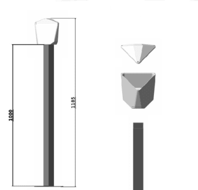 Комплект пилон и PVC глава за монтаж на до 3 камери, височина: 1000mm, 3F180 SET 1MT