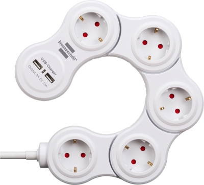 РАЗКЛОНИТЕЛ 5 ГНЕЗДА/USB-ГЪВКАВ 1.4М