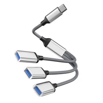 ПРЕХОД ХЪБ USB-C М/3XUSB Ж OTG С КАБЕЛ