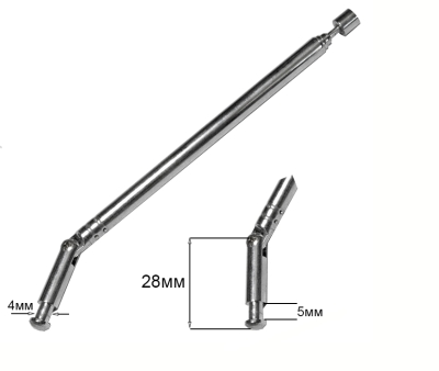 АНТЕНА АУДИО ТЕЛЕСКОПИЧНА ANT3705 105MM/375MM