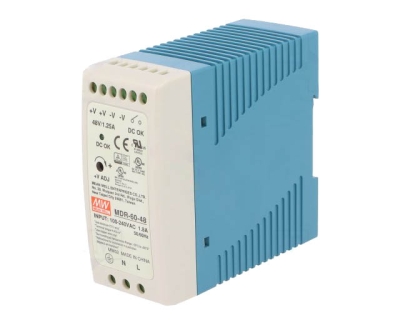 ИМПУЛСНО ЗАХРАНВАНЕ АДАПТОР ЗА ДИН ШИНА 48V/1.25A DC 60W MDR-60-48
