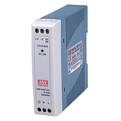 ИМПУЛСНО ЗАХРАНВАНЕ ЗА ДИН ШИНА 12V/0.84A DC 10W MDR-10-12