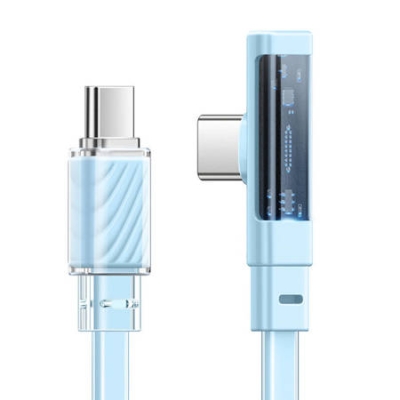 КАБЕЛ USB-C/USB-C 1.2 МЕТРА 3.25A MCDODO CA-3452 СИН ПЛОСЪК С LED 65W