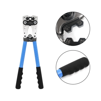 КАБЕЛНИ ОБУВКИ УХО МЕДНИ КАЛАЙДИСАНИ КОМПЛЕКТ 60 БР.  С КЛЕЩИ ПРЕСА ЗА КРИМПВАНЕ 6-50 ММ2