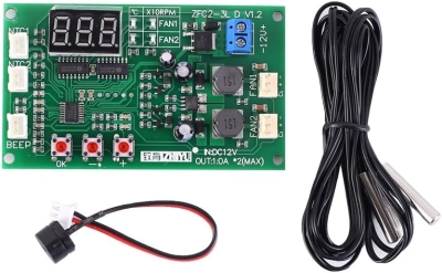 КИТ РЕГУЛАТОР КОНТРОЛЕР НА ОБОРОТИ ЗА ДВА ВЕНТИЛАТОРА 3 PIN С ТЕМПЕРАТУРНА КОРЕКЦИЯ DC СГЛОБЕН
