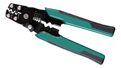 КЛЕЩИ ЗА КЕРБОВАНЕ КРИМПВАНЕ НА КАБЕЛНИ ОБУВКИ ГОЛИ И ИЗОЛИРАНИ С ФУНКЦИЯ ЗА РЯЗАНЕ И ЗАЧИСТВАНЕ