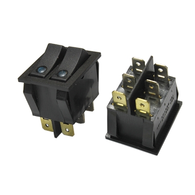 КЛЮЧ СВЕТЕЩ 2 ПОЗИЦИИ ДВОЕН ЧЕРЕН СИН LED