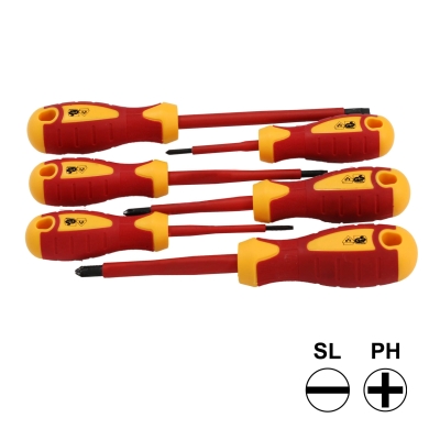 ОТВЕРТКИ КОМПЛЕКТ 6 БРОЯ VDE 1000V 3X ПРАВИ И 3X КРЪСТАТИ COMMEL