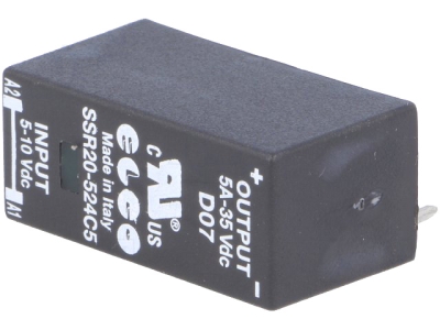 РЕЛЕ ПОЛУПРОВОДНИКОВО 5-10V DC 5A SSR20-524C5