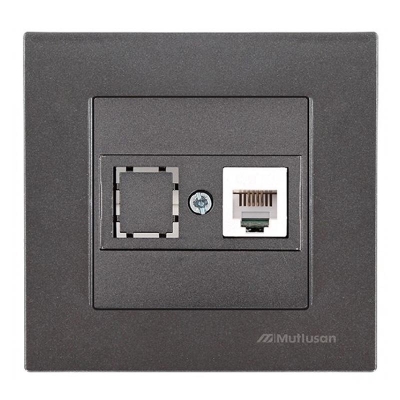 РОЗЕТКА LAN RJ45 ЕДИНИЧНА MUTLUSAN ТЪМНО СИВА