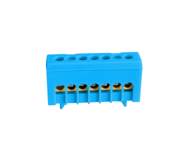ШИНА НУЛЕВА КЛЕМА ИЗОЛИРАНА 7 ГНЕЗДА 16 MM2 NOARK СИНЯ