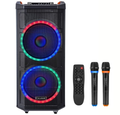 ТОНКОЛОНА КАРАОКЕ 2X15" EK-1512 FM/SD/BLUETHOOT/USB