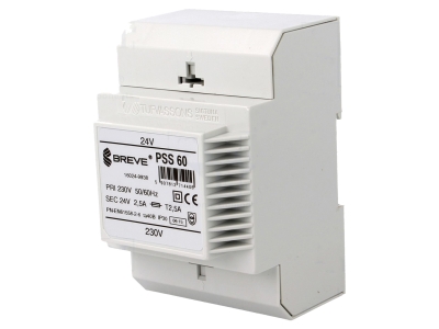 ТРАНСФОРМАТОР 24V 2.5A 60V/A ЗА ДИН ШИНА