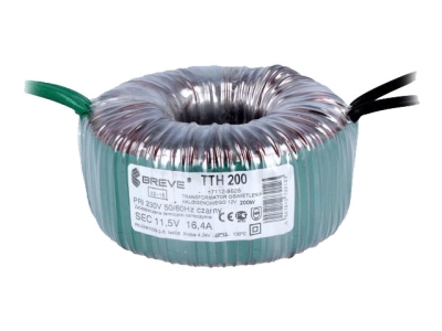 ТРАНСФОРМАТОР ТОРОИДАЛЕН TTH200/230 ЗА ХАЛОГЕННИ ЛАМПИ 200VA 230VAC 11.5V