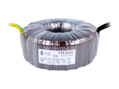 ТРАНСФОРМАТОР ТОРОИДАЛЕН TTS450/D230 450VA 230VAC 2X24V 2X9.37A