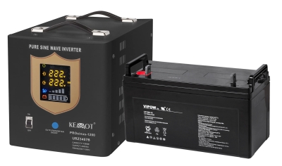 UPS ИНВЕРТОР KEMOT РЕЗЕРВНО ЗАХРАНВАНЕ 1200W ЧИСТА СИНУСОИДА КОМПЛЕКТ С ТЯГОВА БАТЕРИЯ 120AH