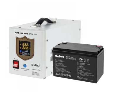 UPS ИНВЕРТОР KEMOT РЕЗЕРВНО ЗАХРАНВАНЕ 700W ЧИСТА СИНУСОИДА КОМПЛЕКТ С ТЯГОВА БАТЕРИЯ 100AH