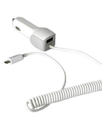 Зарядно за телефон USB+USB MICRO 12-24V/2.1A авто