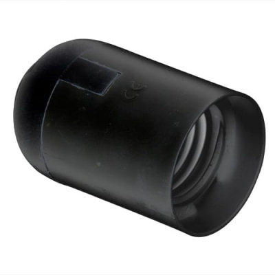 Пластмасова фасунга Гладка, Черна, E27, 50 броя в пакет