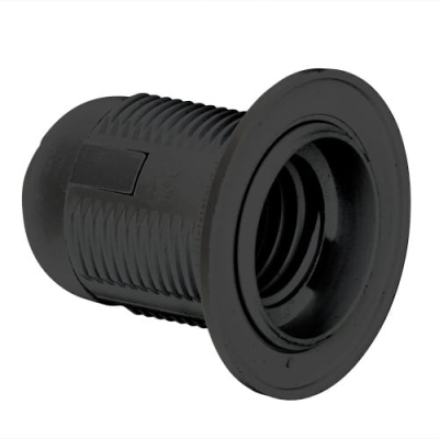 Пластмасова фасунга Цяла резба, Черна, E27, 50 броя в пакет