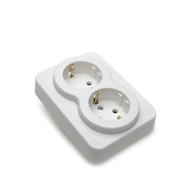 Двоен контакт за скрит монтаж 01, 16А, 230V, Бял