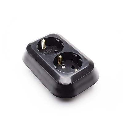 Двоен контакт за скрит монтаж 02, 16 А, 230V, Черен