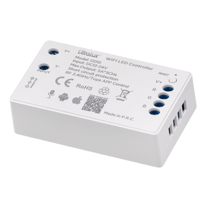 SMART 2.4G RF WIFI КОНТРОЛЕР ЗА RGB LED ЛЕНТА 15А, 180W 12VDC, 12-24VDC