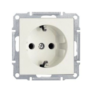 Контакт единичен ШУКО , 16А, 250V, Скрит монтаж, Бял