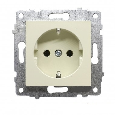 Контакт единичен ШУКО , 16А, 250V, Скрит монтаж, Крем