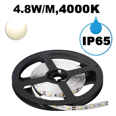 LED ЛЕНТА, 4.8WM, 4000K, 12V DC, SMD2835, 60 LEDSM, IP65