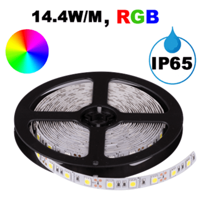 LED ЛЕНТА, 14.4WM, RGB, 12V DC, SMD5050, 60 LEDSM, IP65