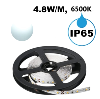 LED ЛЕНТА, 4.8WM, 6500K, 12V DC, SMD2835, 60 LEDSM, IP65