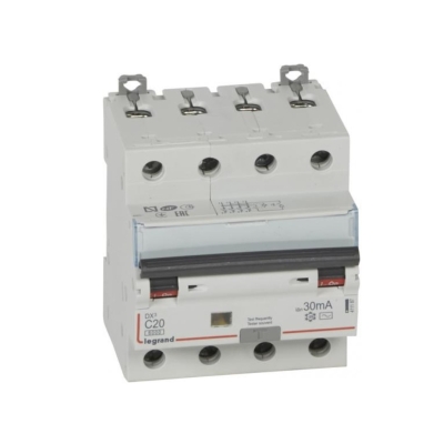 ДТЗ комбинирана DX3 4P 20A крива C 30mA тип AC 6kA 4 мод. Legrand