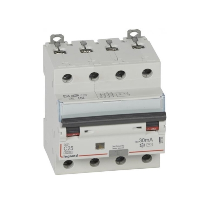 ДТЗ комбинирана DX3 4P 25A крива C 30mA тип AC 6kA 4 мод. Legrand