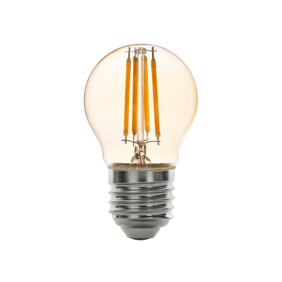 LED filament лампа топка, димираща, 4W, E27, 1800K, 220-240V AC, амбър