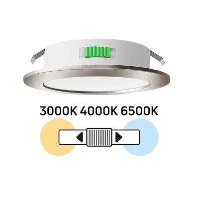 Мебелна LED луна за вграждане, кръг, 4W, 3000K4000K6500K, 12V DC, IP44, сатен никел