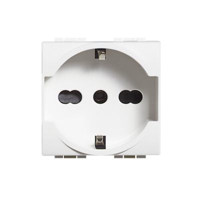 Контакт ШУКОИТАЛИАНСКИ 2PE 2 мод. 16A цвят Бял LL Bticino