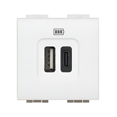 Розетка 2xUSB за зареждане тип AC 3A 15W 2 мод. цвят Бял LL Bticino
