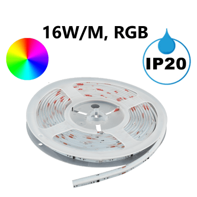 Дигитална RGB LED лента 16Wm, IC WS2811, 24V DC, 16 pixelsm, COB, 5m, IP20