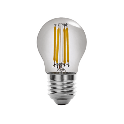 LED filament лампа топка, опушен, G45, 5W, E27, 1800K, 230V AC, амбър