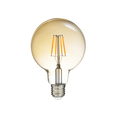 LED filament лампа топка, амбър,G95, 5W, E27, 1800K, 230V AC, амбър