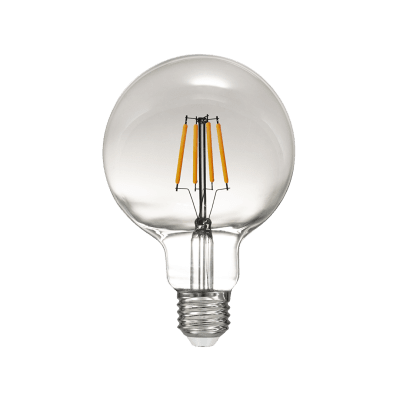 LED filament лампа топка, опушен, G95, 5W, E27, 1800K, 230V AC, амбър