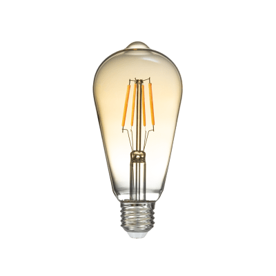 LED filament лампа крушка, амбър, ST64, 5W, E27, 1800K, 230V AC, амбър