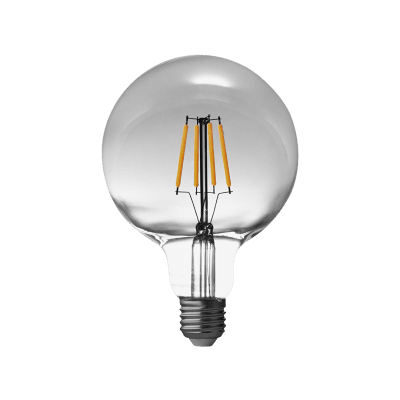 LED filament лампа топка, опушен, G125, 5W, E27, 1800K, 230V AC, амбър