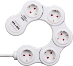 РАЗКЛОНИТЕЛ 5 ГНЕЗДА/USB-ГЪВКАВ 1.4М