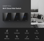 КЛЮЧ SMART WIFI+RF 433MHZ ДВОЕН ЗА ОСВЕТЛЕНИЕ ЧЕРЕН SONOFF T3 EU TX