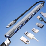 ПРЕХОД ХЪБ USB-C М/7XUSB Ж 3.0 С КАБЕЛ OTG